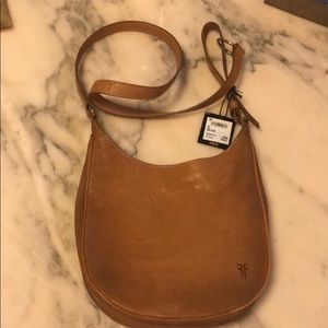 Frye messenger bag, NWT, camel color.